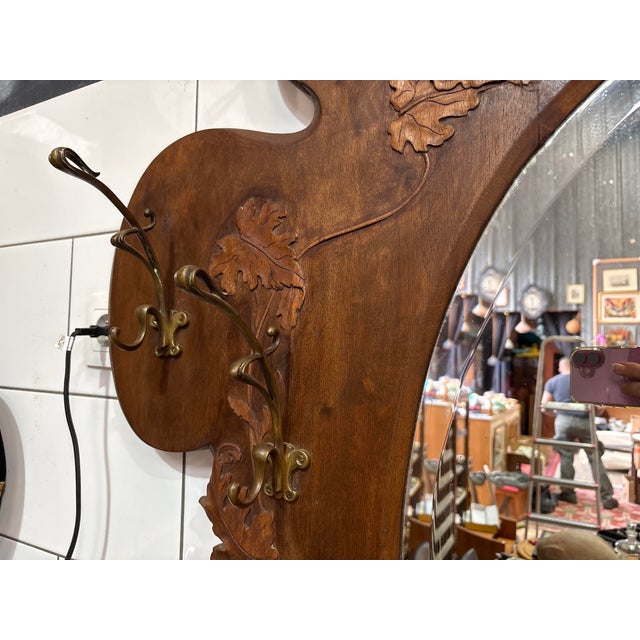 Art Nouveau Monumental Coat Rack with Mirror, France, 1900s For Sale - Image 18 of 18