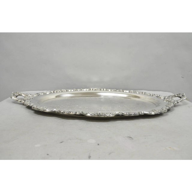 Vintage Poole 400 Lancaster Rose Oval Silver Plated Bar Serving Platter Tray For Sale - Image 13 of 14