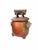 Vintage studio pottery by Oregon potter Mark Heimann. This distinctive covered jar features a rounded cylindrical form...