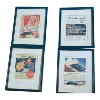 Vintage Polychrome Advertising Posters Auto Moto, Coca Cola - Set of 4 For Sale