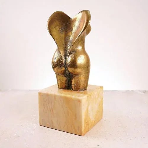 Vintage Bronze Artistic Woman's Bust with Marble Base For Sale - Image 5 of 6