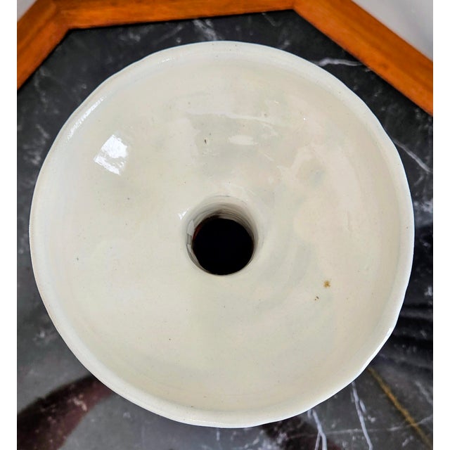 Late 20th Century Late 20th Century Tall Sculptural White Studio Pottery Vase With Flared Collar For Sale - Image 5 of 7