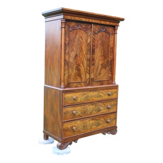 Antique Empire Linen Press Crafted by W. A. Willcocks of Guernsey For Sale