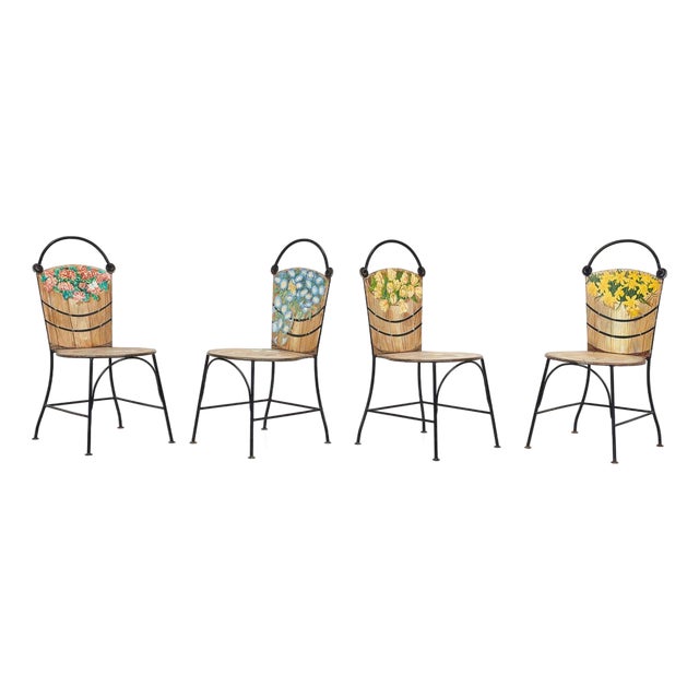 Set of 4 Trompe l'Oeil 'Basket' Chairs by John Vesey, 1950s For Sale
