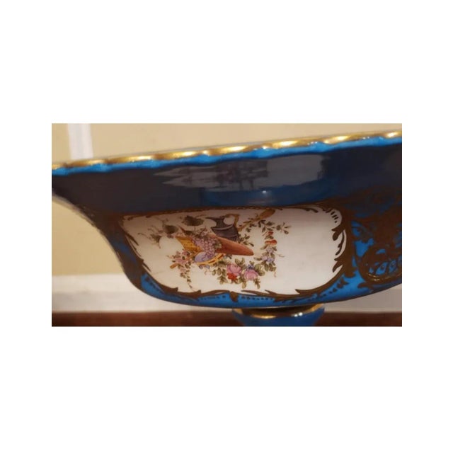 Pair of Sevres Patinated Metal Mounted Blue Celeste Roman Compotes, 1870s For Sale In Washington DC - Image 6 of 13