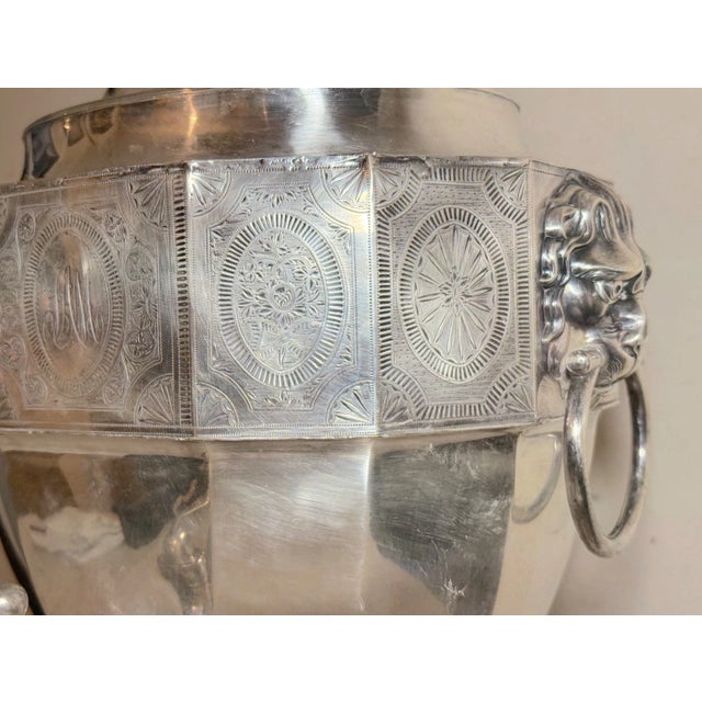 Antique English Sheffield Plate Silverplate Hot Water Urn Samovar W Lion Handles For Sale - Image 18 of 18