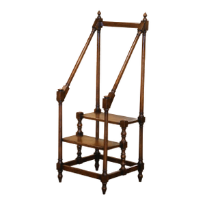 Mid-Century French Louis XIII Style Oak Library Two-Step Ladder