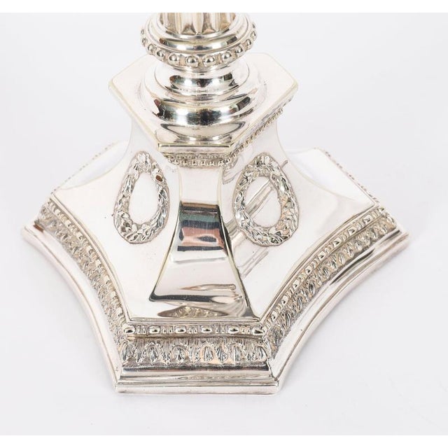 Antique Large Silver Plated Four Light Candelabra, Set of 2 For Sale - Image 16 of 18