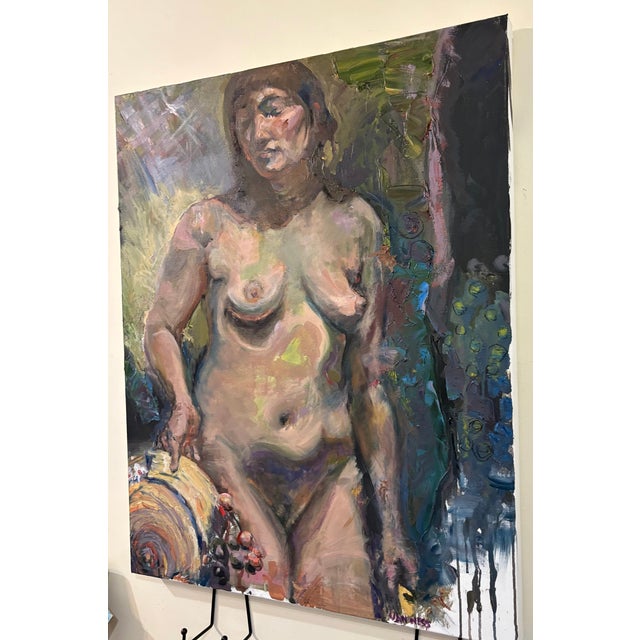 Wood “Portrait of a Woman With Straw Hat”, Original Oil Painting, by Van Ness For Sale - Image 7 of 8