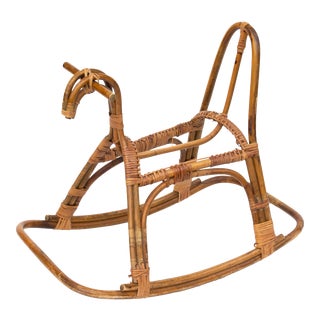 Child's Rocking Horse in Rattan For Sale