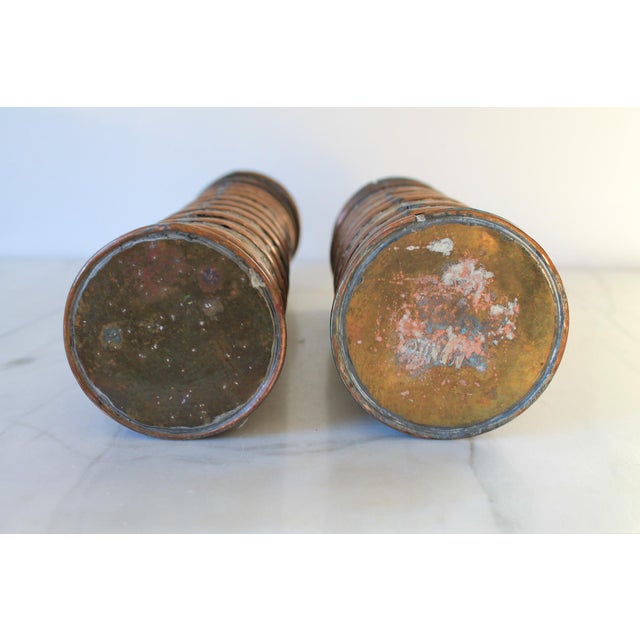 Vintage 1960s Gene Byron Mexican Pressed Tin, Brass and Copper Candle Holders - Set of 2 For Sale - Image 9 of 10