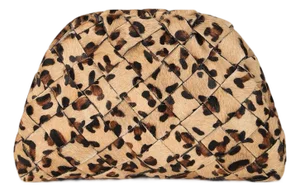 Aya Handwoven Frame Clutch in Leopard Print