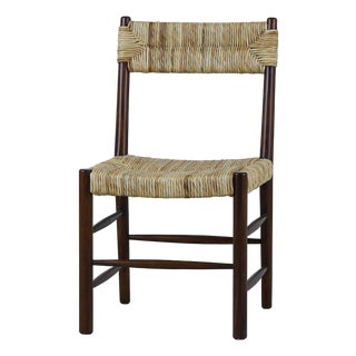 Rustic Rush Seat Dining Chair in Dark Wood For Sale