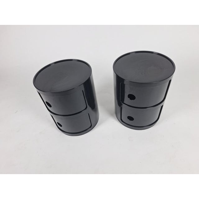 Componibili Modular Chests of Drawers in Black ABS by Anna Castelli Ferrieri for Kartell, 1970s, Set of 2, in Very Good...