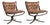 Vintage Falcon Chairs in Cognac Leather and Plywood by Sigurd Ressell for Vatne Møbler, 1970s, Set of 2 For Sale