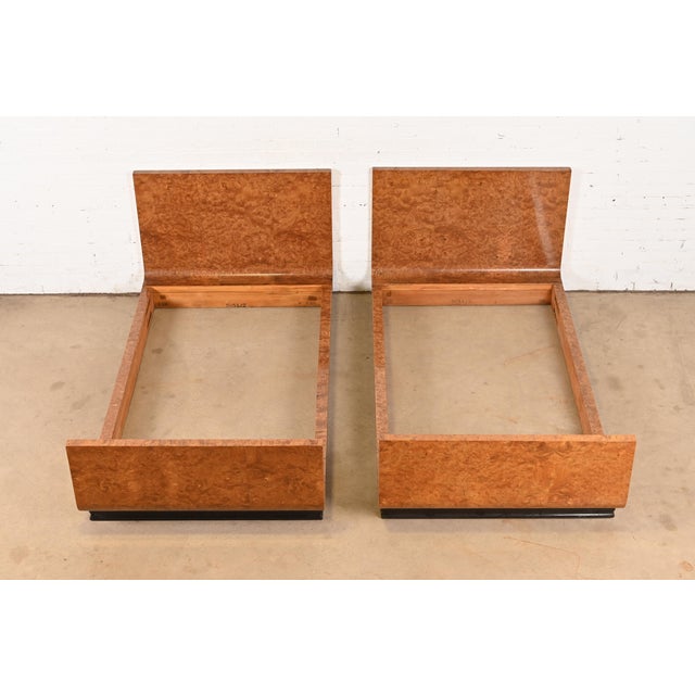 1940s Émile-Jacques Ruhlmann Style French Art Deco Burl Wood Twin Size Beds, Pair For Sale - Image 5 of 10