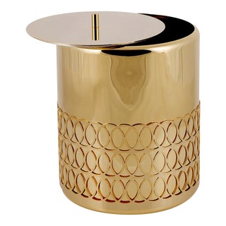 New York Waste Basket in Gold, Made in Italy by Villari For Sale