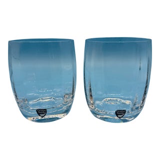 Late 20th Century Orrefors Optica Symphony Double Old Fashioned Tumblers - a Pair For Sale