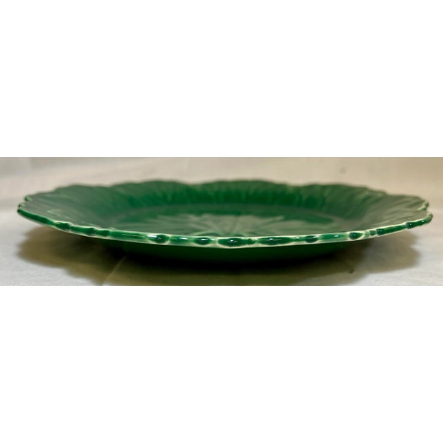 Pair of Green Vintage Scalloped Edge Wedgwood Cabbage Leaf Plates From England - Circa 1930 For Sale - Image 9 of 10