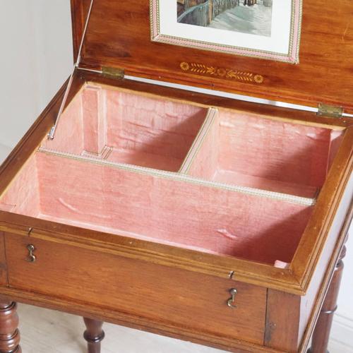 Antique French Sewing Table with Hinged Lid, Late 19th Century For Sale - Image 6 of 16