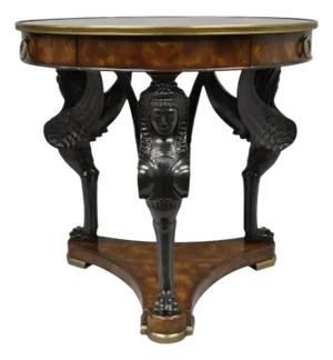 Theodore Alexander Replica Sphinx Monopodiae Round Egyptian Revival Center Table
