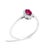 10K White Gold 5X3MM Oval Red Ruby and Diamond Accent Halo Ring (I-J Color, I1-I2 Clarity) - Ring Size 8 For Sale - Image 4 of 7