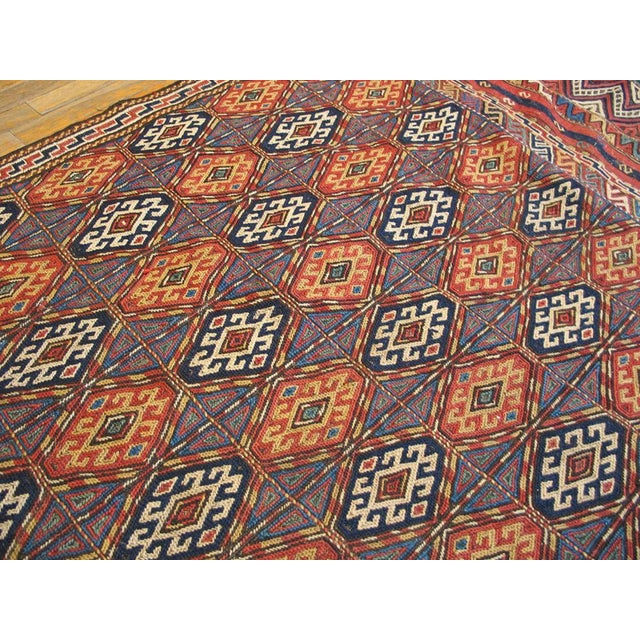 Antique Caucasian - Soumak rug, measures: 6'4" x 10'9". Antique Persian Wool Multicolor Jewel Tones Verne Hand Knotted...