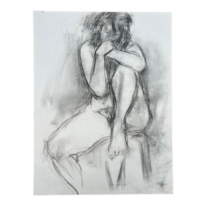 Barbara Beck Figurative Nude Charcoal Sketch on Paper 1970s