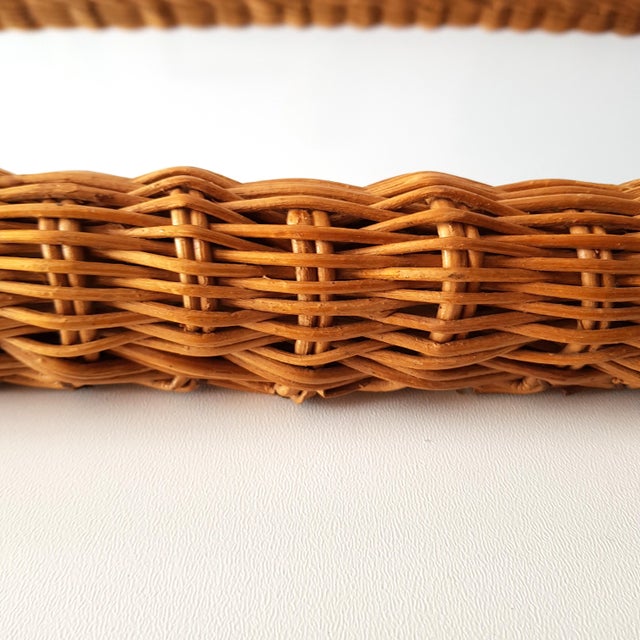 Mid-Century Modern Rectangular Wall Mirror with Rattan Frames, Italy, 1960s For Sale - Image 12 of 13