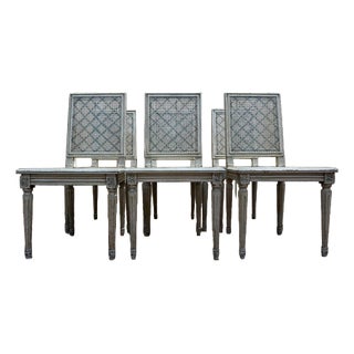 Louis XVI Style Painted Cane Chairs, Set of 6 For Sale