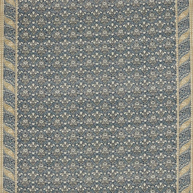 Morris & Co Morris Bellflowers Fabric in Indigo/Sage - a Sample For Sale