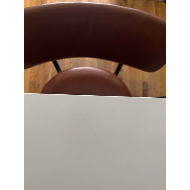 Chestnut West Elm Slope Leather Swivel Counter Stools / Bar Stools For Sale - Image 8 of 12