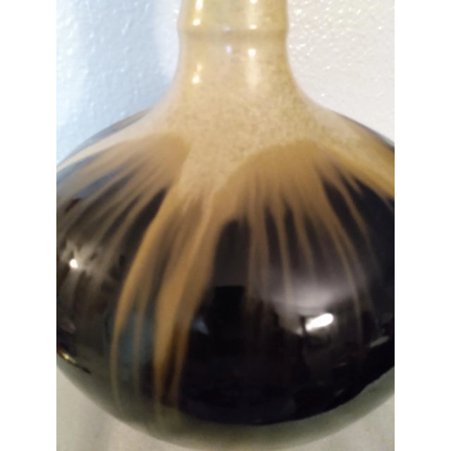 Brown Gourd Shaped Modern Art Pottery With Drip Glaze For Sale - Image 8 of 13
