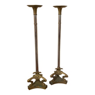 Pair Vintage Regency Baroque Maitland Smith Candlesticks For Sale