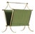 Mid-Century Modern Magazine Rack in Patinated Brass and Green Fabric, 1940s For Sale