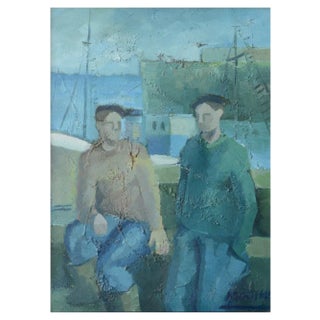 Jose Ramon Arostegui, Two Fishermen, 1970s, Oil on Canvas For Sale