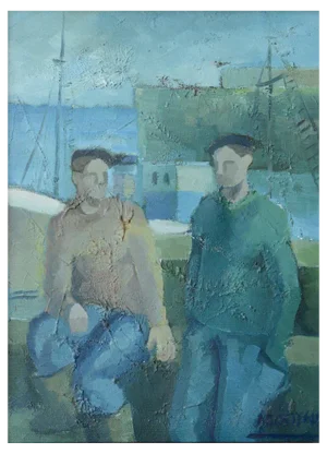 Jose Ramon Arostegui, Two Fishermen, 1970s, Oil on Canvas