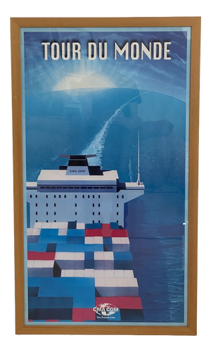 Cargo Ship French Line CMA CGM 2000 Around the World Poster by Richard Roussel