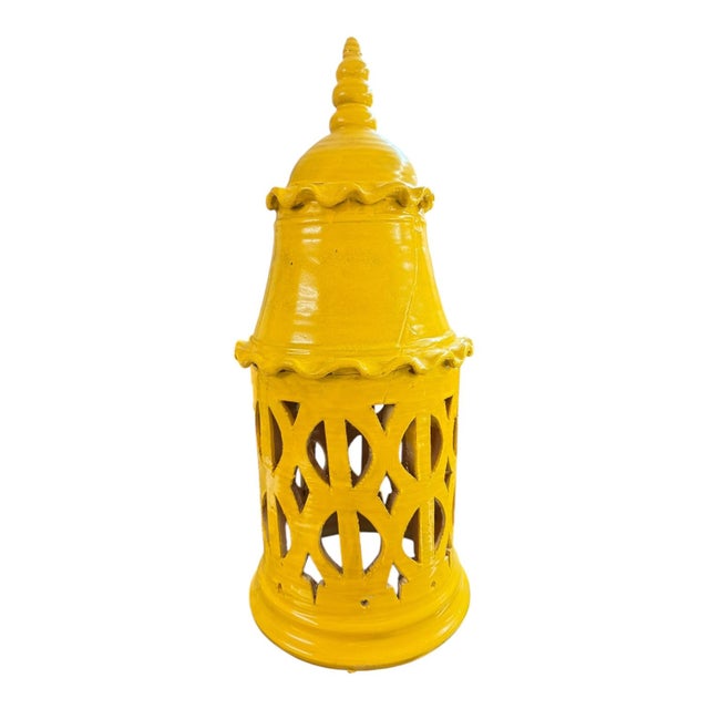 Moroccan Moroccan Pottery Yellow Lantern Terracotta For Sale - Image 3 of 5