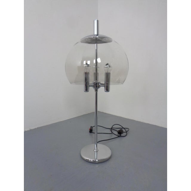 Glass and Chrome-Plated Ball Table Lamp, Italy, 1960s For Sale - Image 6 of 16