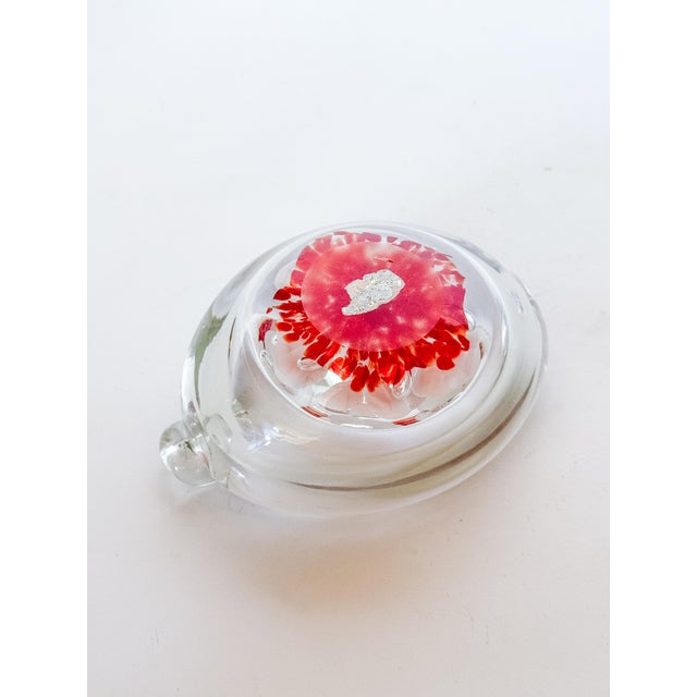 Red Murano Style Blown Glass Catchall Dish Ashtray With Lilies For Sale - Image 8 of 10