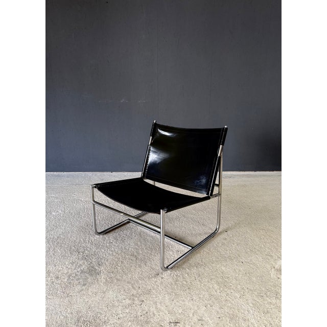 1970s Mid-Century Modern Minimalist Leather Lounge Chair, France, 1970s For Sale - Image 5 of 18