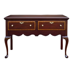 1990s Henkel Harris Traditional Queen Anne Mahogany Buffet With Removable Flatware Tray and Key (Style # 2353)