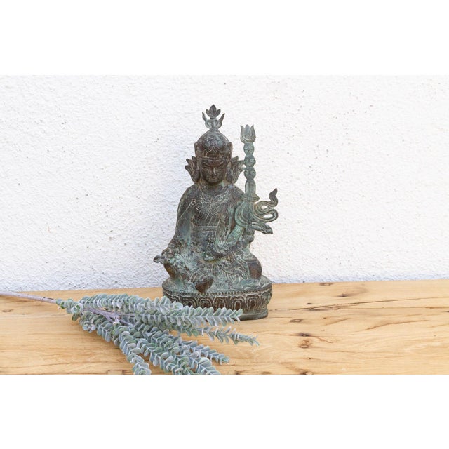 Verdigris Antique Rich Verdigris Bronze Buddha For Sale - Image 8 of 8