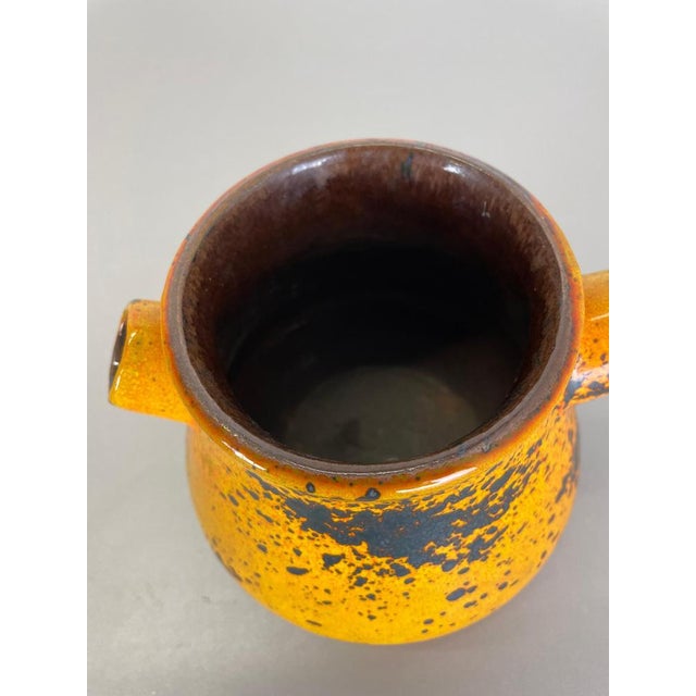 Orange Vintage German Orange Ceramic Studio Pottery Vase from Marei Ceramics, 1970s For Sale - Image 8 of 18