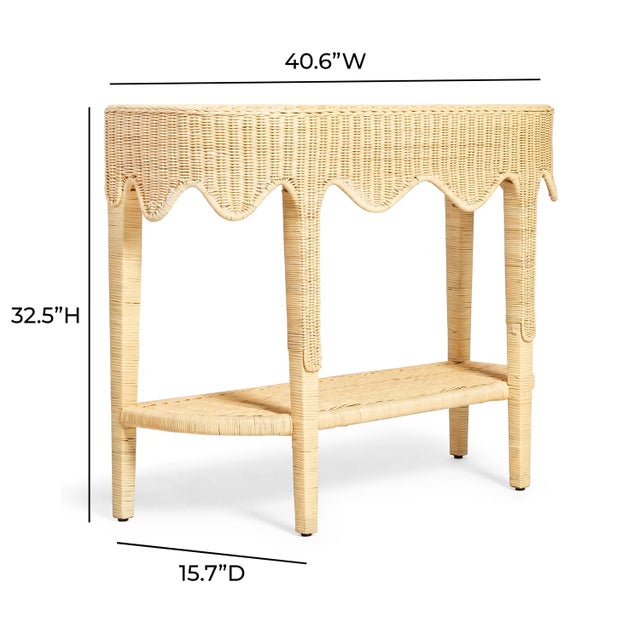 Sally Natural Scalloped Rattan Console For Sale - Image 10 of 11