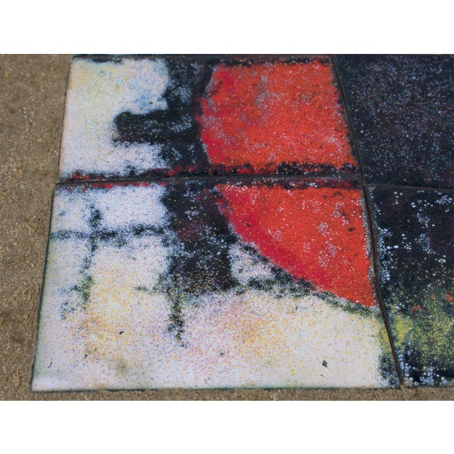 Red Brutalist Abstract Enamel Mounted Wall Panel Plaque Artwork, circa 1960 For Sale - Image 8 of 15