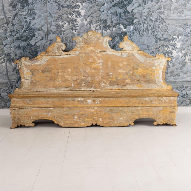 Baroque 18th C. Italian Baroque Cassapanca Storage Bench in Original Paint For Sale - Image 3 of 17