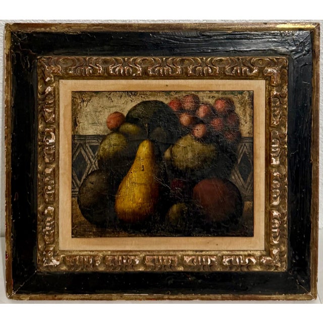 Surrealism Philippe Auge, French Surrealist Oil Painting Pears, Fruits Textured Still Life Art Deco Style For Sale - Image 3 of 9