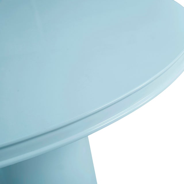 Sky Blue Elora Blue Lacquer Round Dining Table For Sale - Image 8 of 10